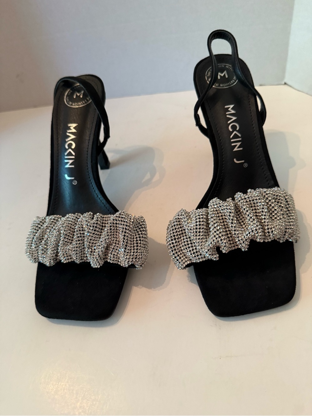 MACKIN J Black Slingback Heels with Silver Accent Women’s 8.5 New in Box